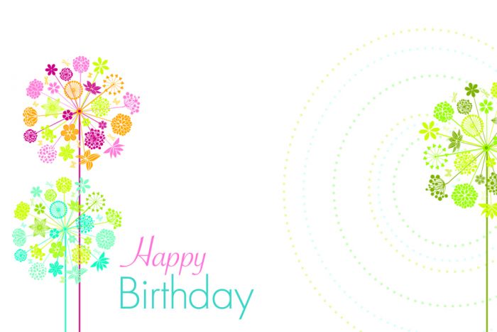 Happy Birthday, Retro Flowers with Swirl