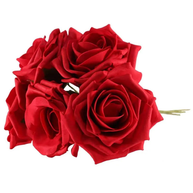Foam Open Tea Rose x5 Blood Red Wholesale Flowers by Flowers Made Easy