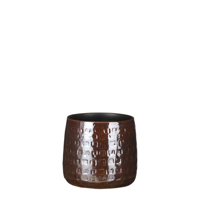 MICA DECORATIONS FLOYD PLANT POT - H15x17 CM - BROWN