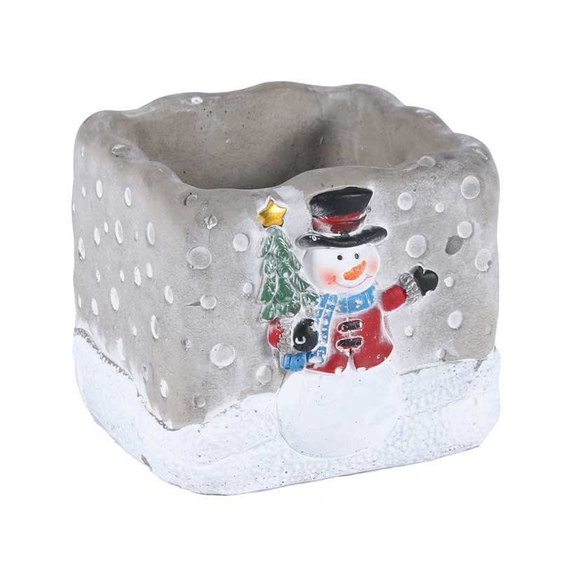 Christmas - Cement Snowman Pot