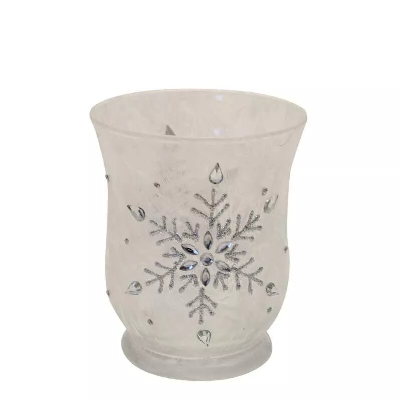 Glass - Snowflake Votive - White/Silver
