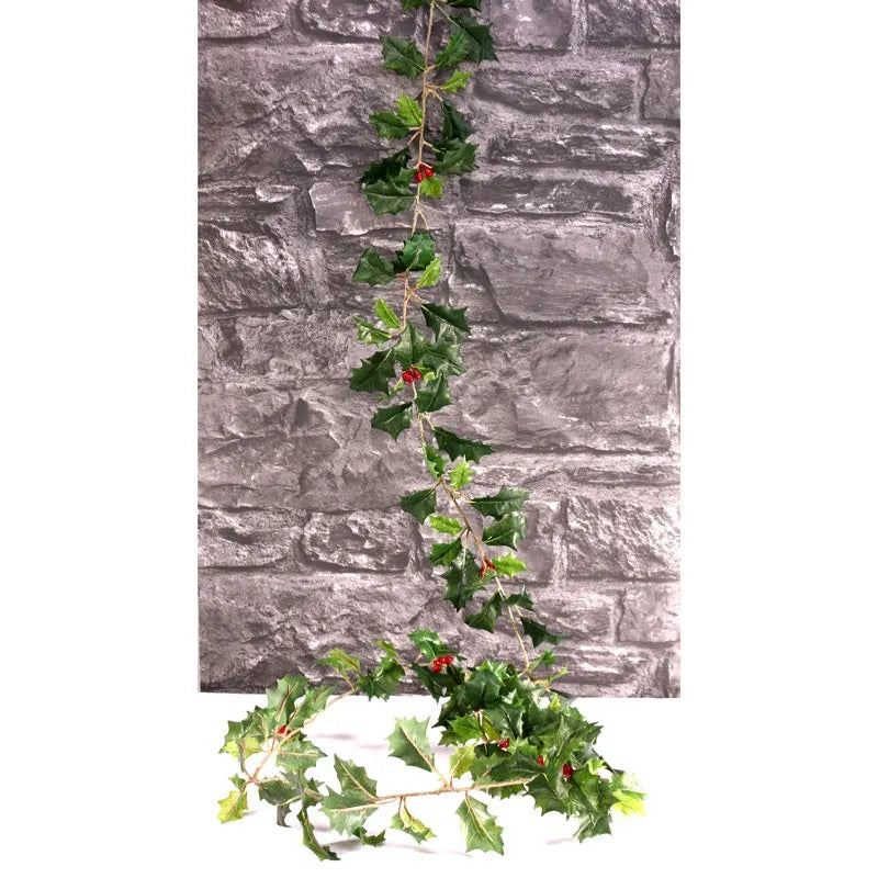 Mixed Green Holly Garland x128lvs/10 berries (72"/180cm)