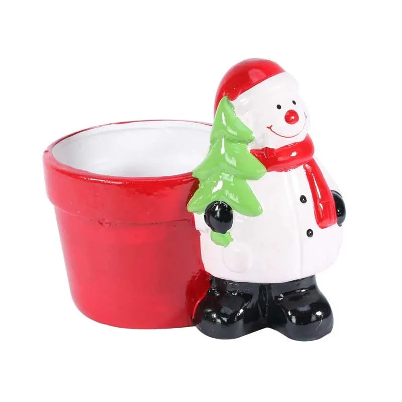 Novelty Ceramic Pot w/Snowman