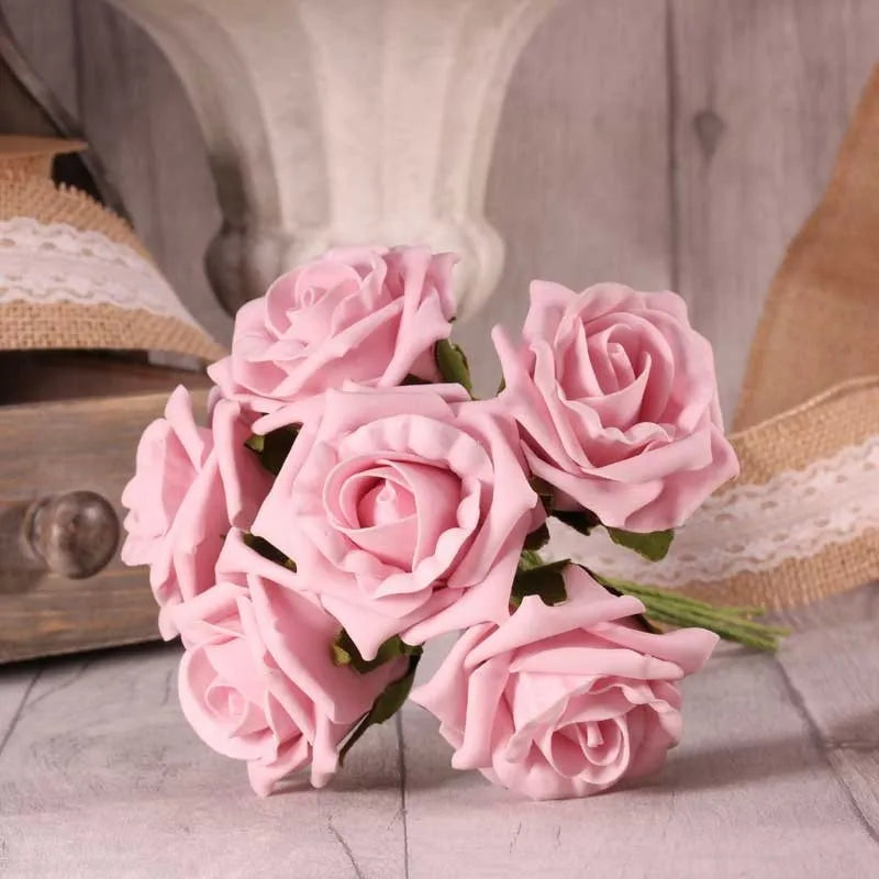 Foam Tea Rose x6 Baby Pink