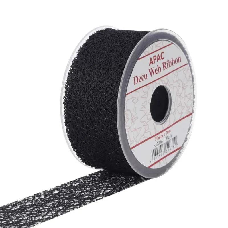 Black Deco Web Ribbon (50mm x 20m)
