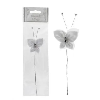 Medium White Diamante Butterfly