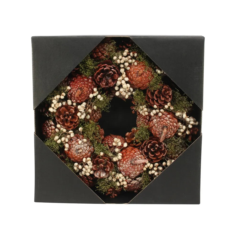 Autumnal Colour Cone wreath (30cm)