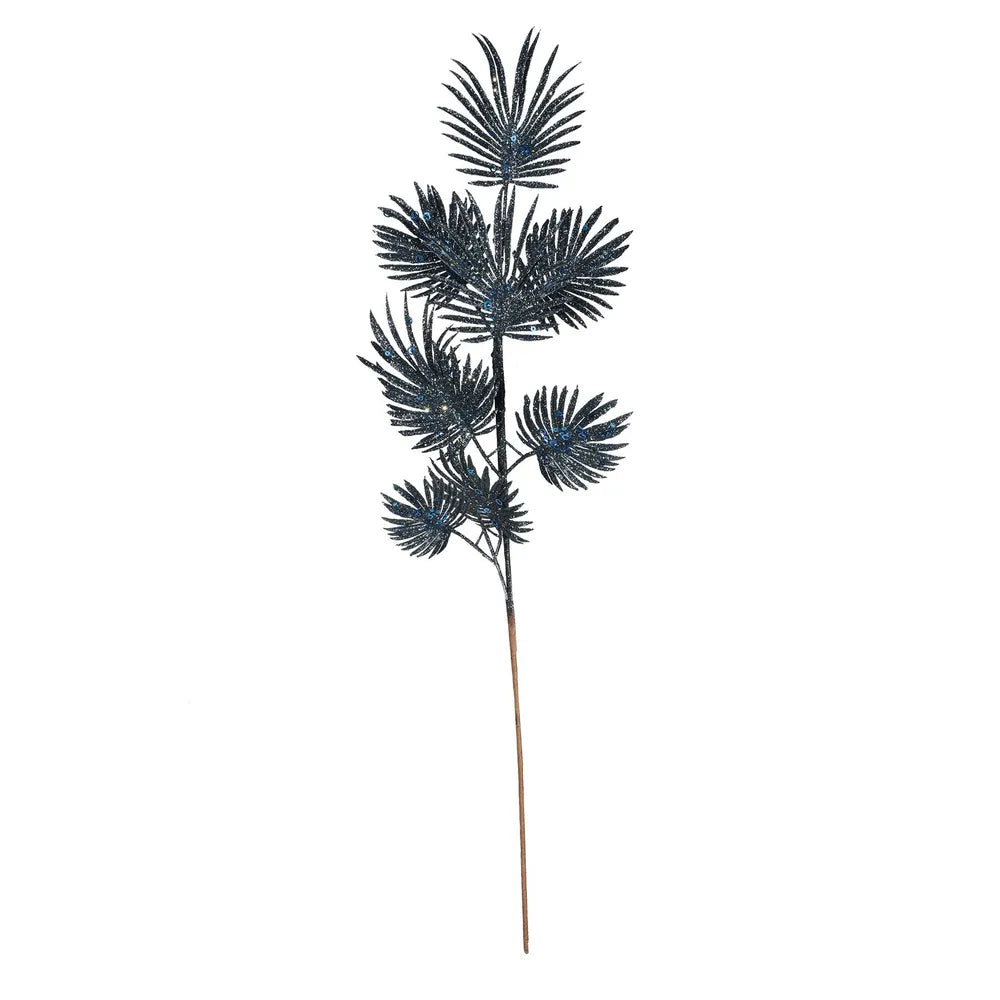 Glitter Feather Leaf Stem Navy