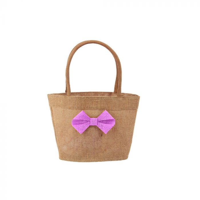 Jute Bag with Pink Bow