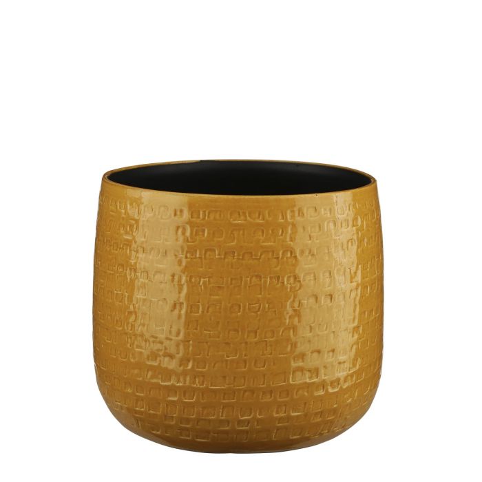 MICA DECORATIONS FLOYD PLANT POT - H23,5 X Ø28 CM - OCHRE