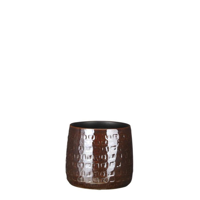 MICA DECORATIONS FLOYD PLANT POT - H13 X Ø15 CM - BROWN