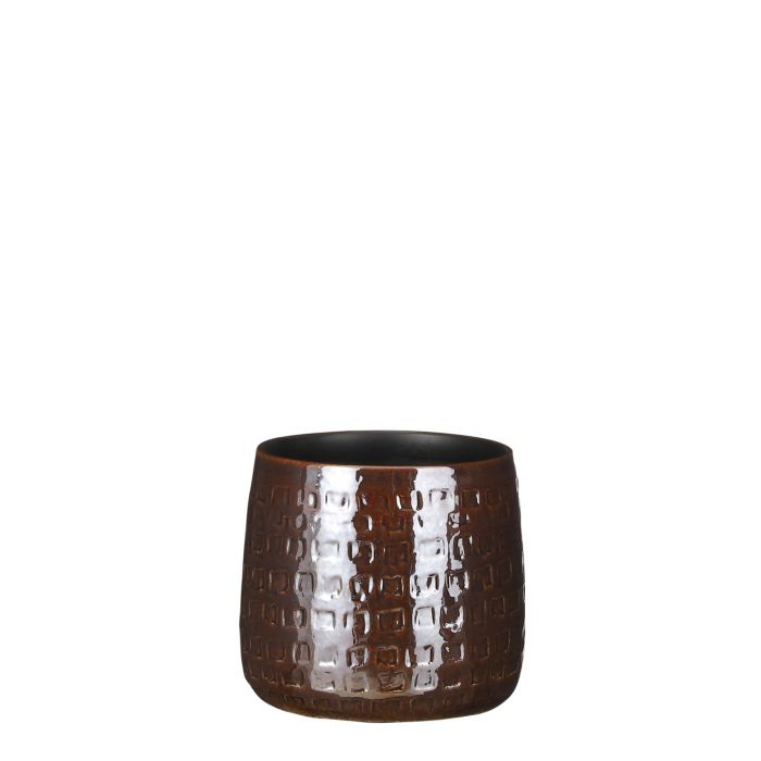 MICA DECORATIONS FLOYD PLANT POT - H15 X Ø17 CM - BROWN