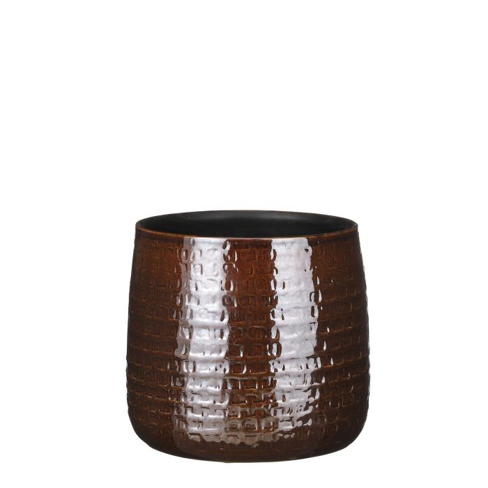 MICA DECORATIONS FLOYD PLANT POT - H21 X Ø24 CM - BROWN