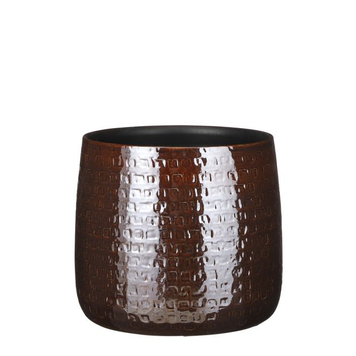 MICA DECORATIONS FLOYD PLANT POT - H23,5 X Ø28 CM - BROWN