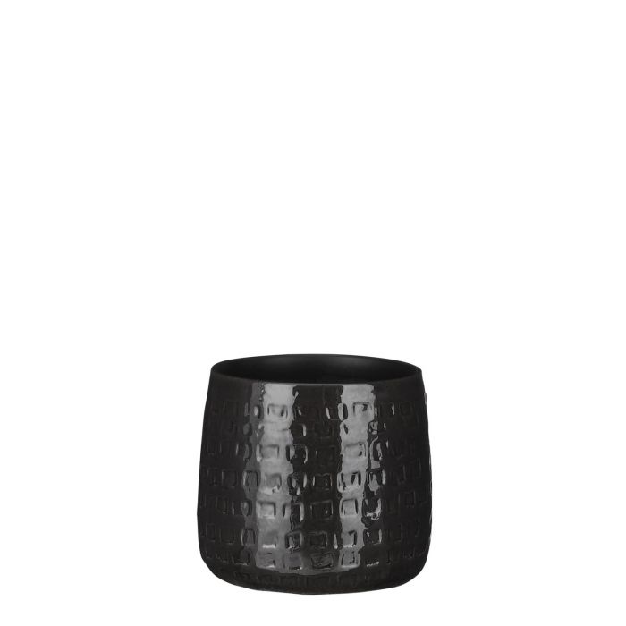 MICA DECORATIONS FLOYD PLANT POT - H15 X Ø17 CM - BLACK