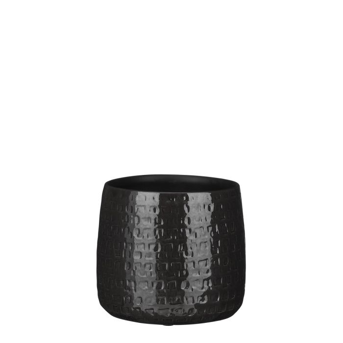 MICA DECORATIONS FLOYD PLANT POT - H17 X Ø19 CM - BLACK