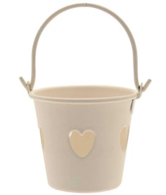 Metal - Heart Bucket - Cream