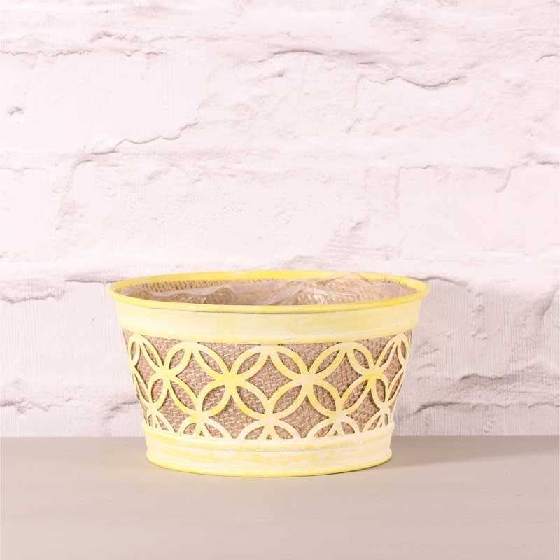 Metal - Round Planter - Yellow