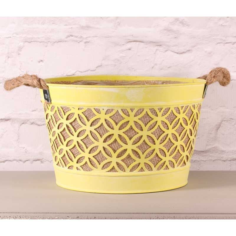 Metal - Round Planter - Yellow