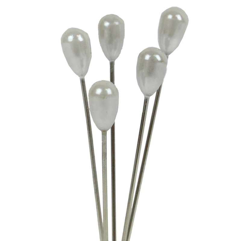 Pearl Pins - Pear Shaped - White