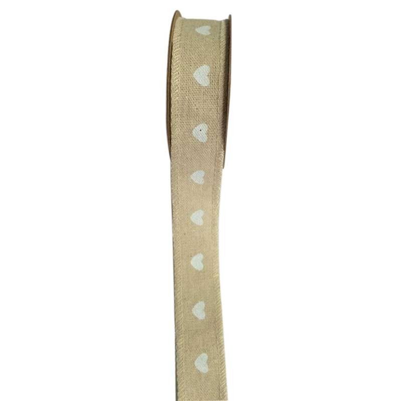 Ribbon - Hearts - Natural/White