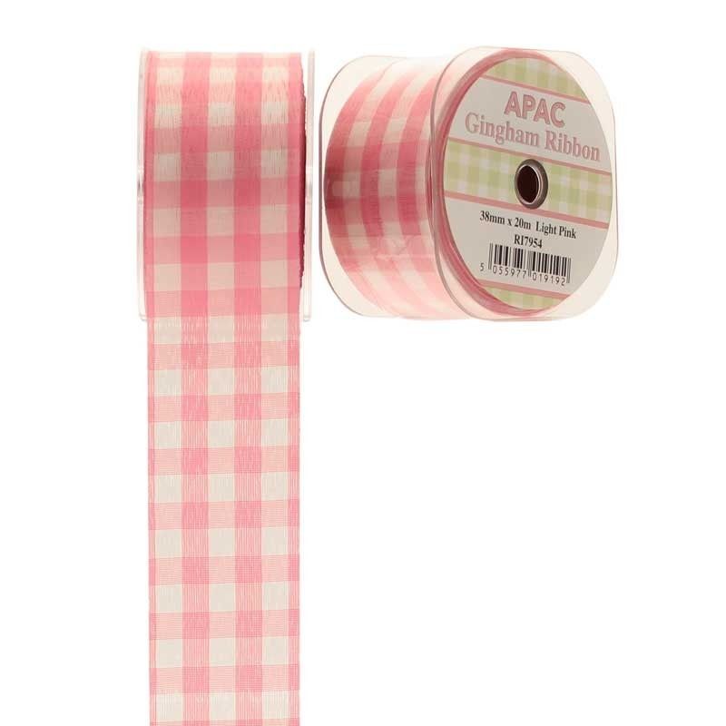 Ribbon - Gingham - Light Pink