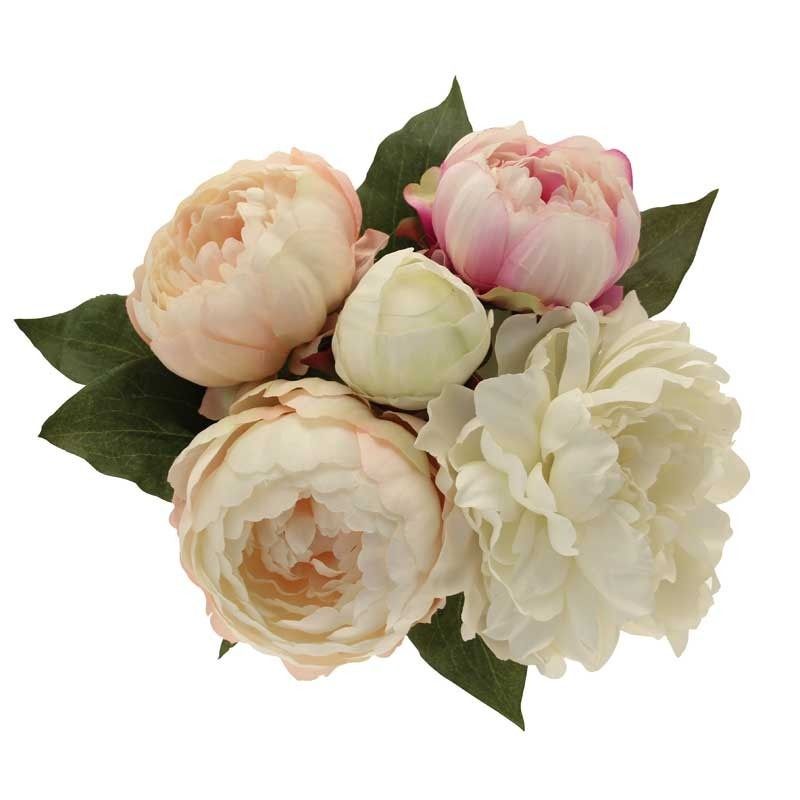 Artificial - Peony Bouquet - Cream/Pink